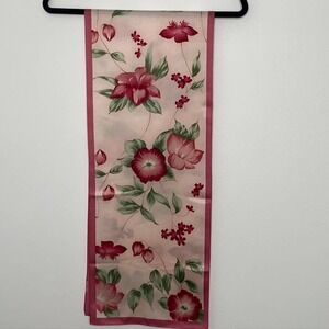 Pink‎ floral silk scarf